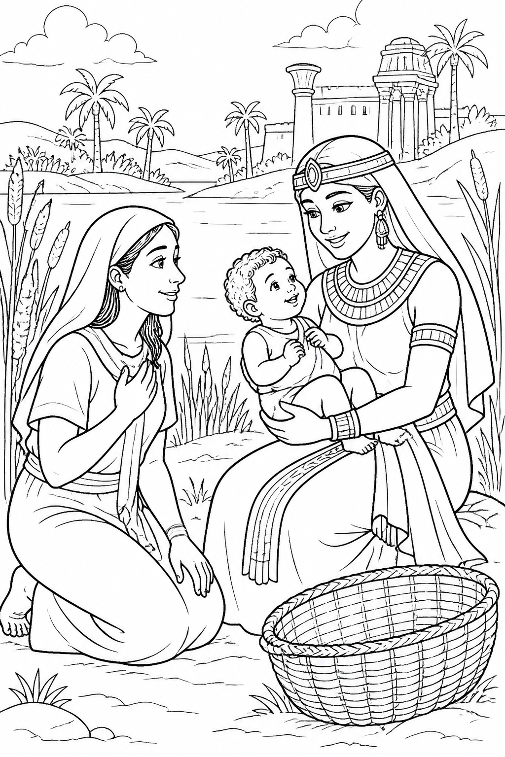 Moses Is Welcomed from The Baby Moses Bible coloring page
