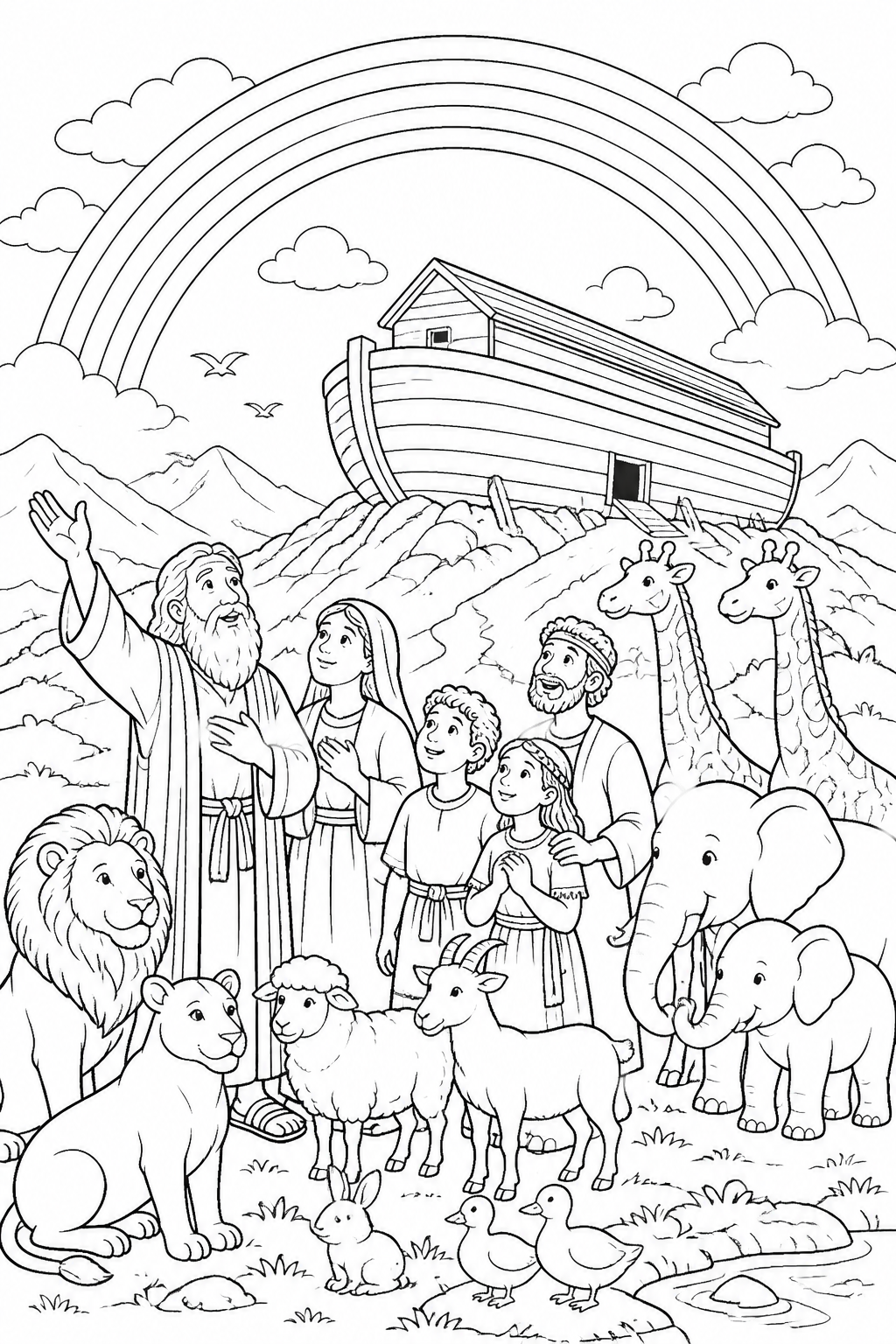 The Ark afloat from Noah’s Ark Bible coloring page