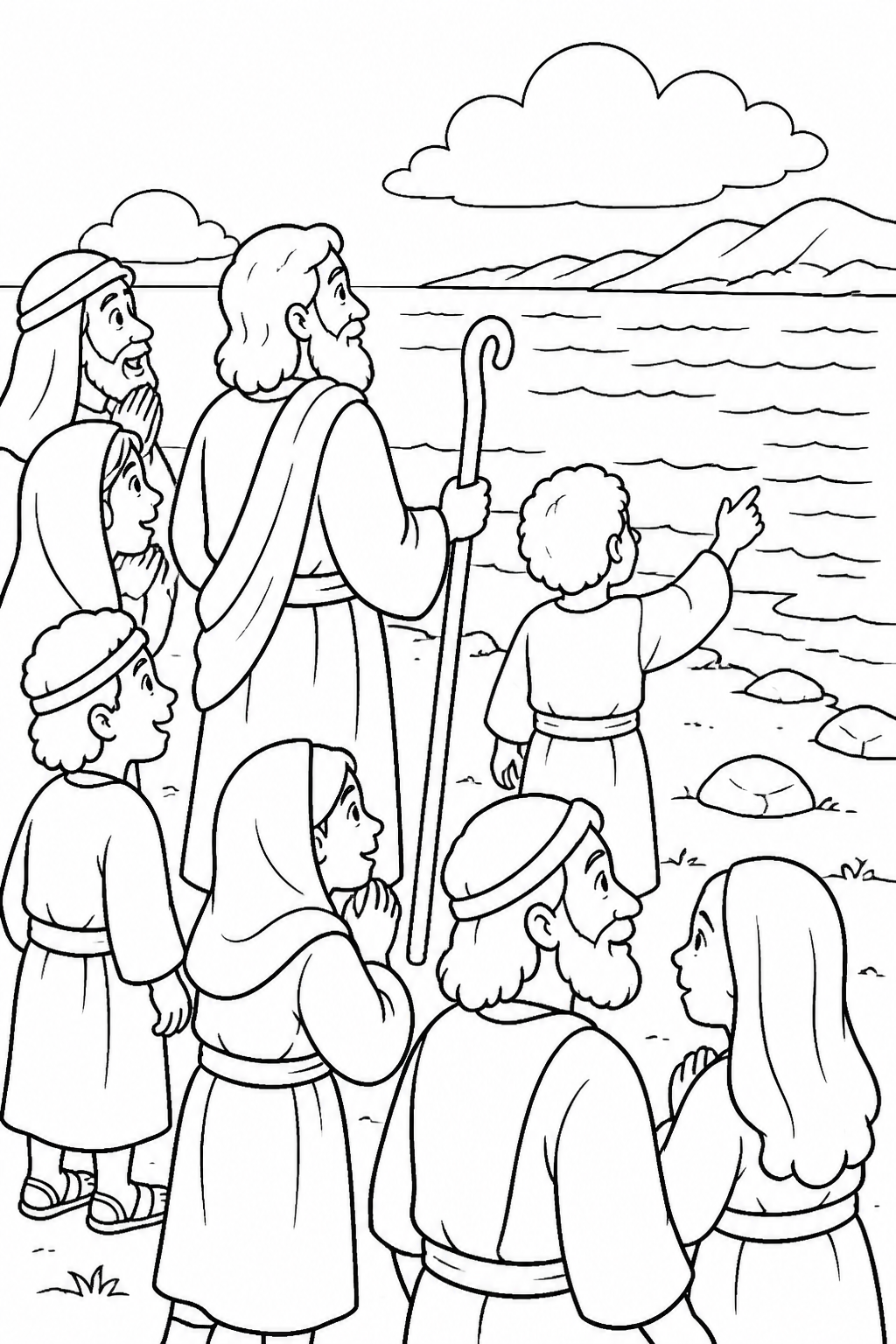 Israel Sees the Rescue from Crossing the Red Sea Bible coloring page