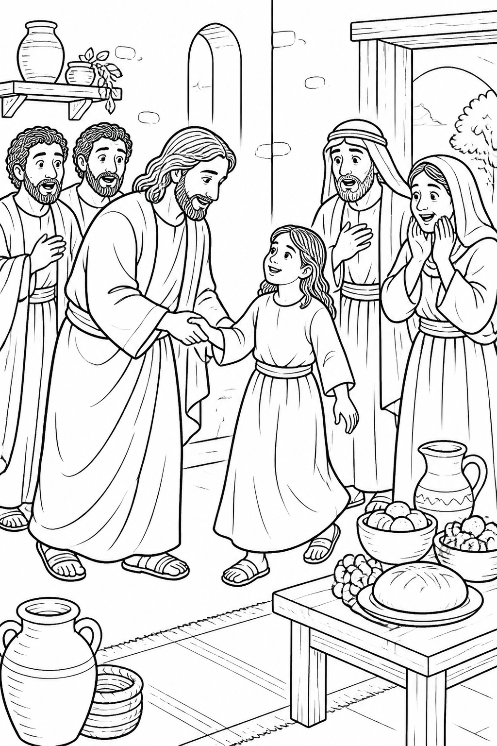 Little Girl, Get Up from Jesus Raises Jairus’s Daughter Bible coloring page