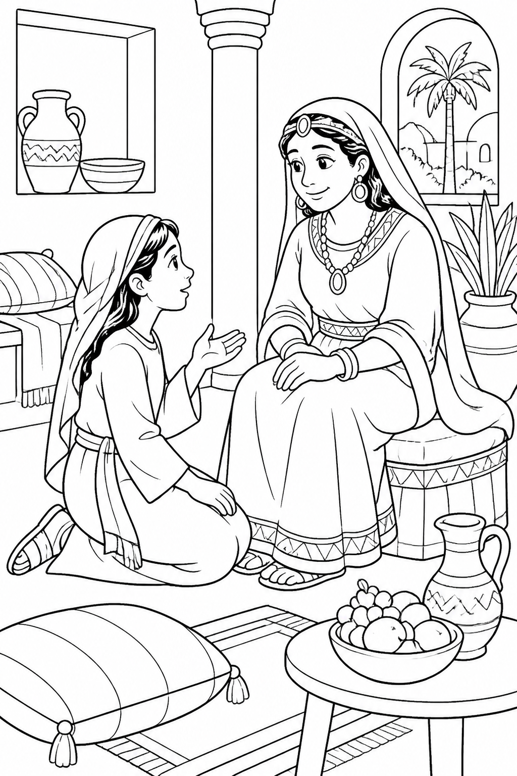 A Helpful Message from Naaman Is Healed Bible coloring page