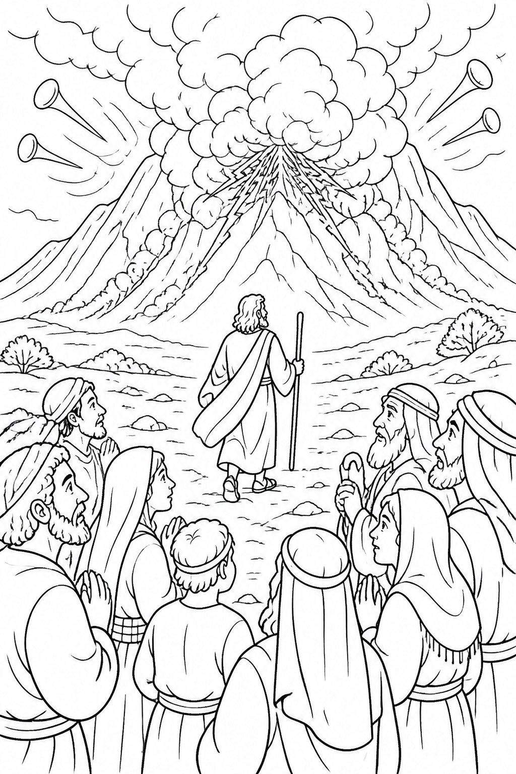 Moses Approaches the Thick Darkness from The Ten Commandments Bible coloring page