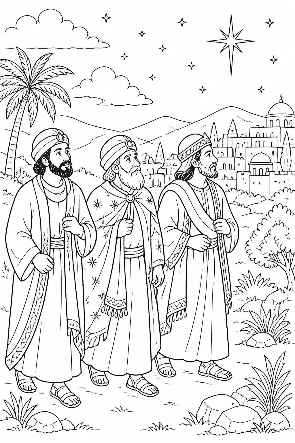 Magi from the east returning to their country by another way after being warned in a dream not to return to Herod.