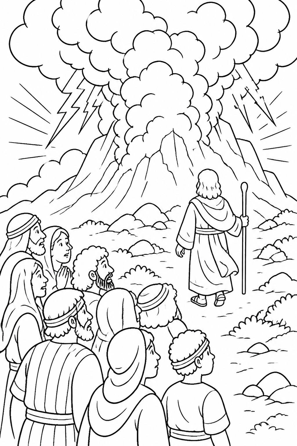 Moses Approaches the Thick Darkness from The Ten Commandments Bible coloring page