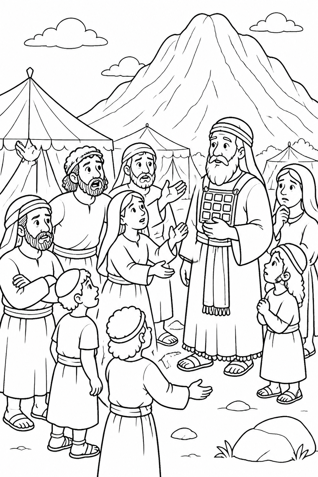 Waiting for Moses from The Golden Calf Bible coloring page