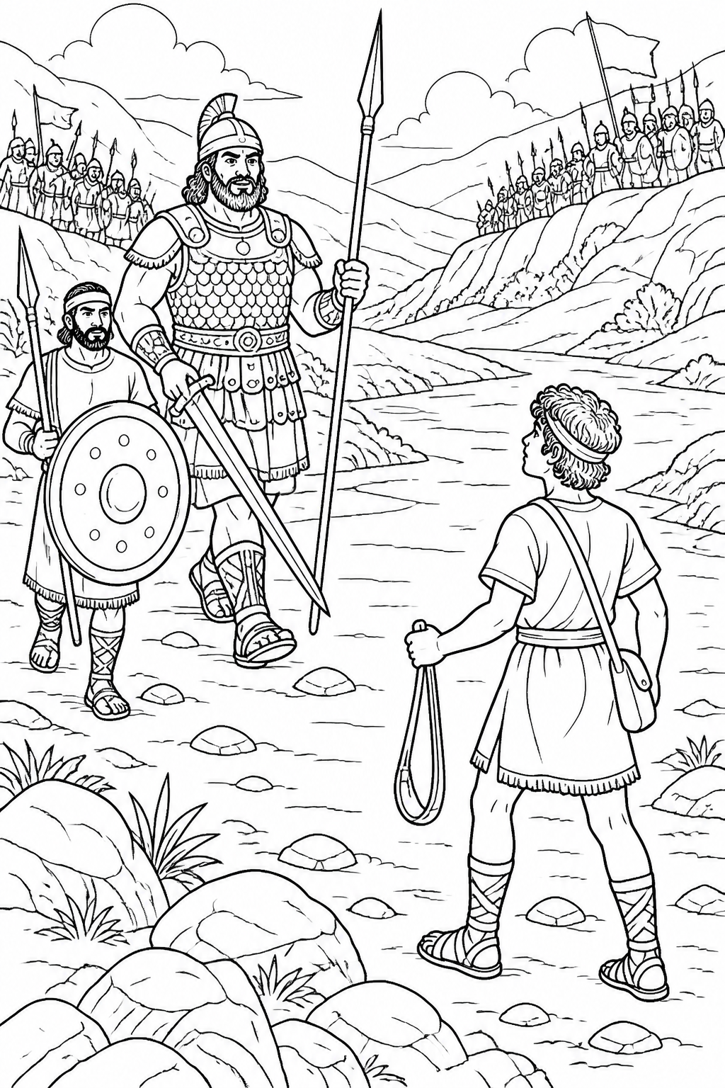 David Comes in the LORD’s Name from David and Goliath Bible coloring page