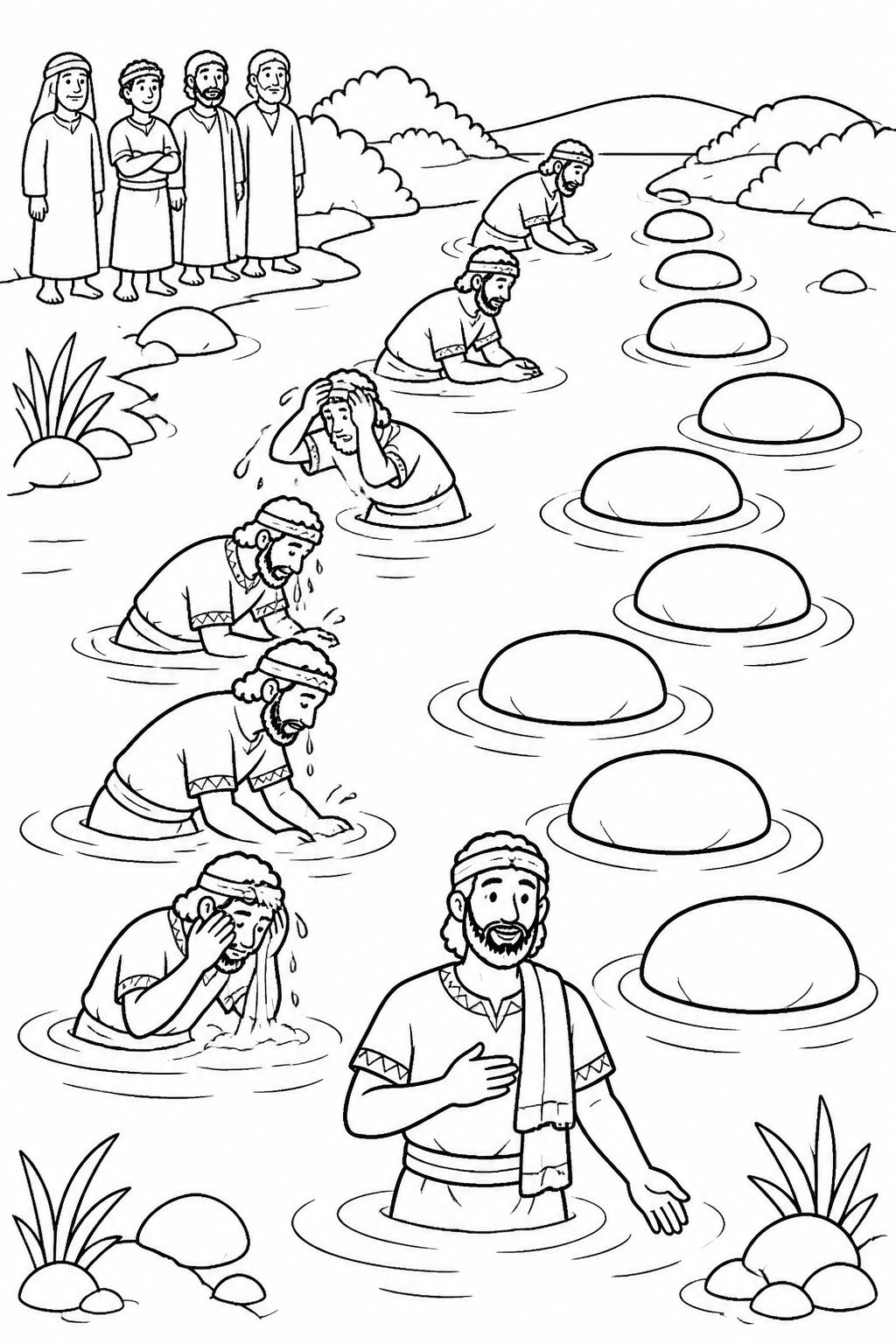 Seven Times in the Jordan from Naaman Is Healed Bible coloring page