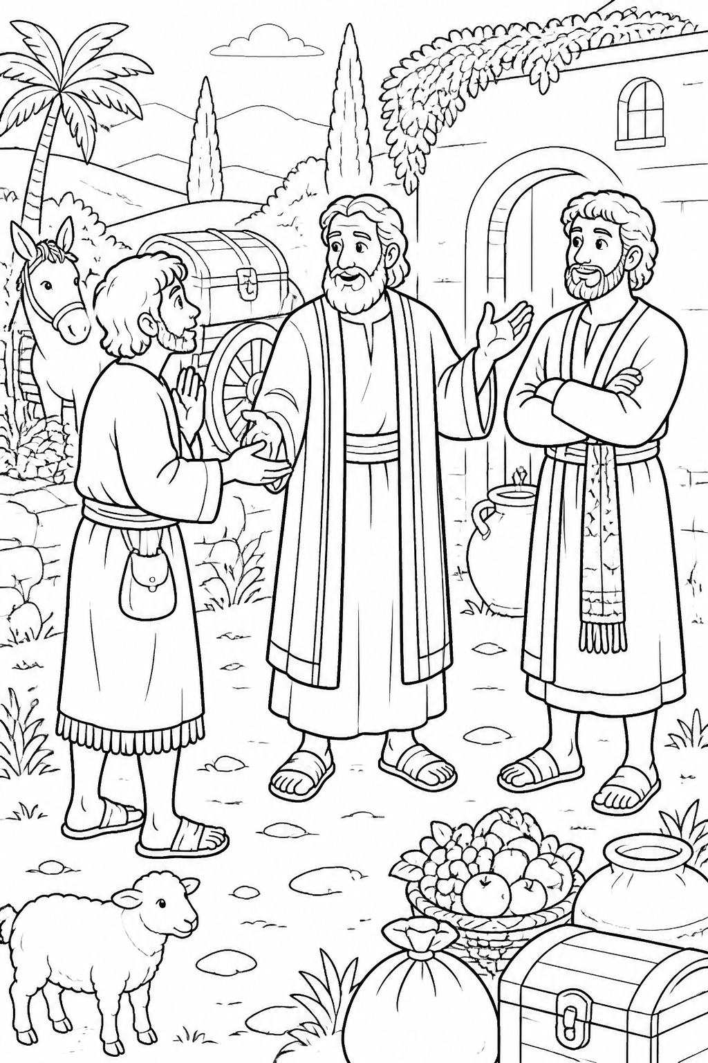 The Father Divides the Property from The Parable of the Prodigal Son Bible coloring page