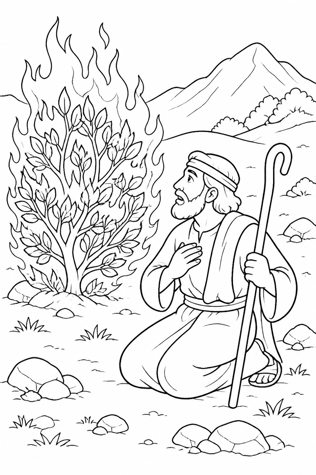 God Will Help Moses Speak from Moses and the Burning Bush Bible coloring page