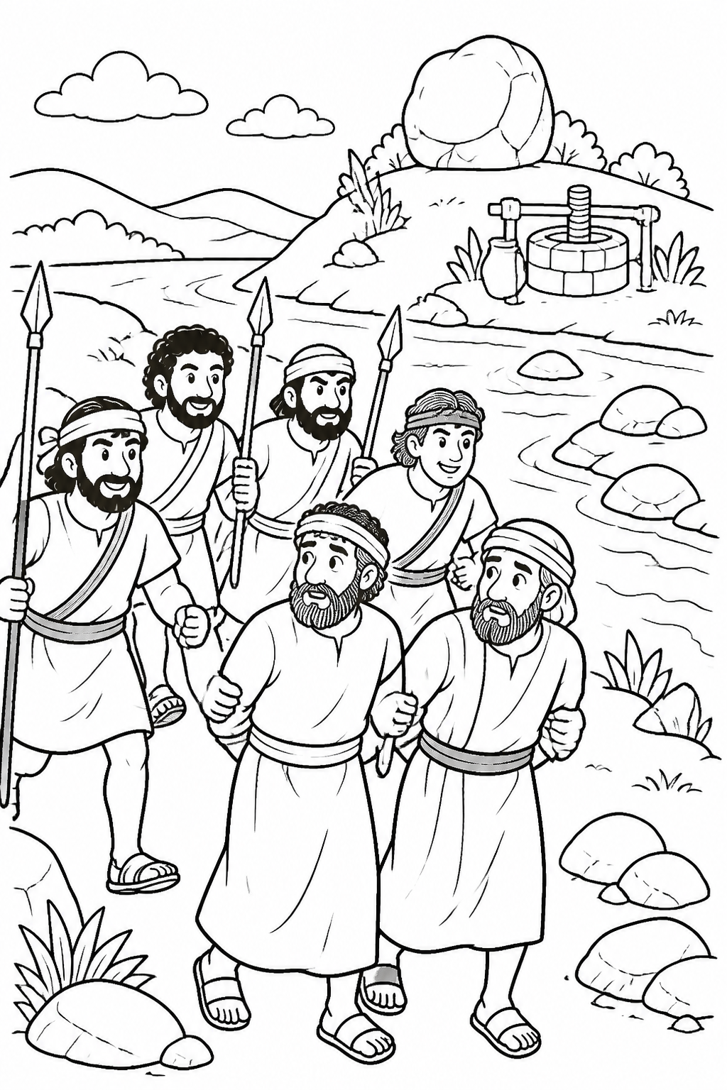 Ephraim Seizes the Waters from Gideon’s Three Hundred Bible coloring page