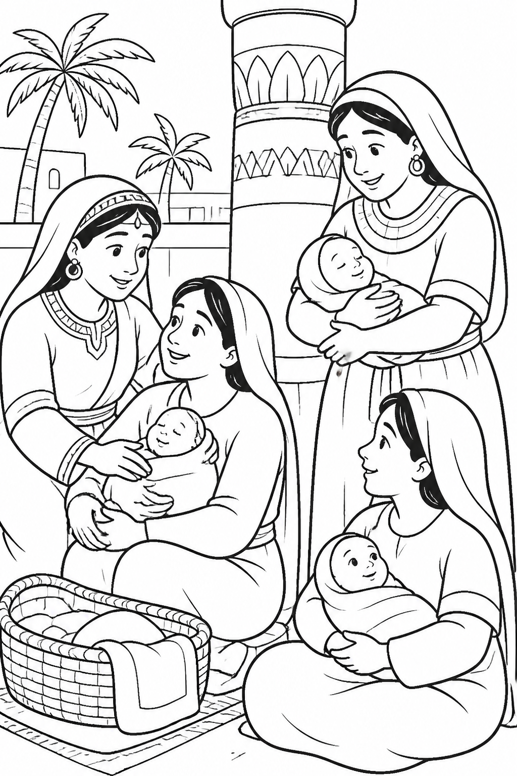 The Midwives Choose Courage from The Baby Moses Bible coloring page
