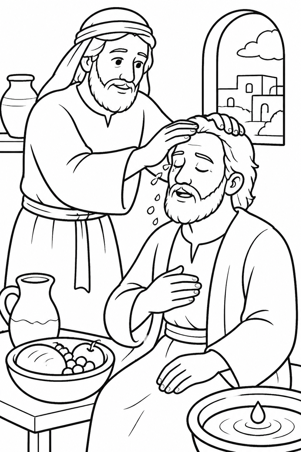 Saul Regains His Sight from Saul Meets Jesus on the Road Bible coloring page