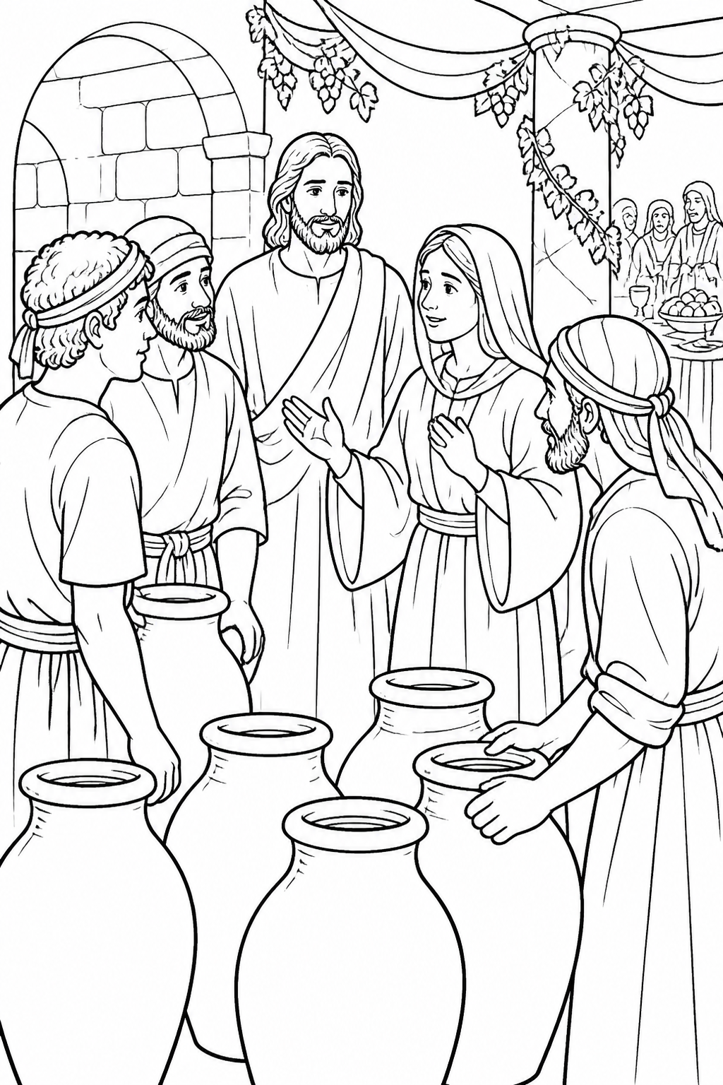 Do Whatever He Says from Jesus Turns Water into Wine Bible coloring page