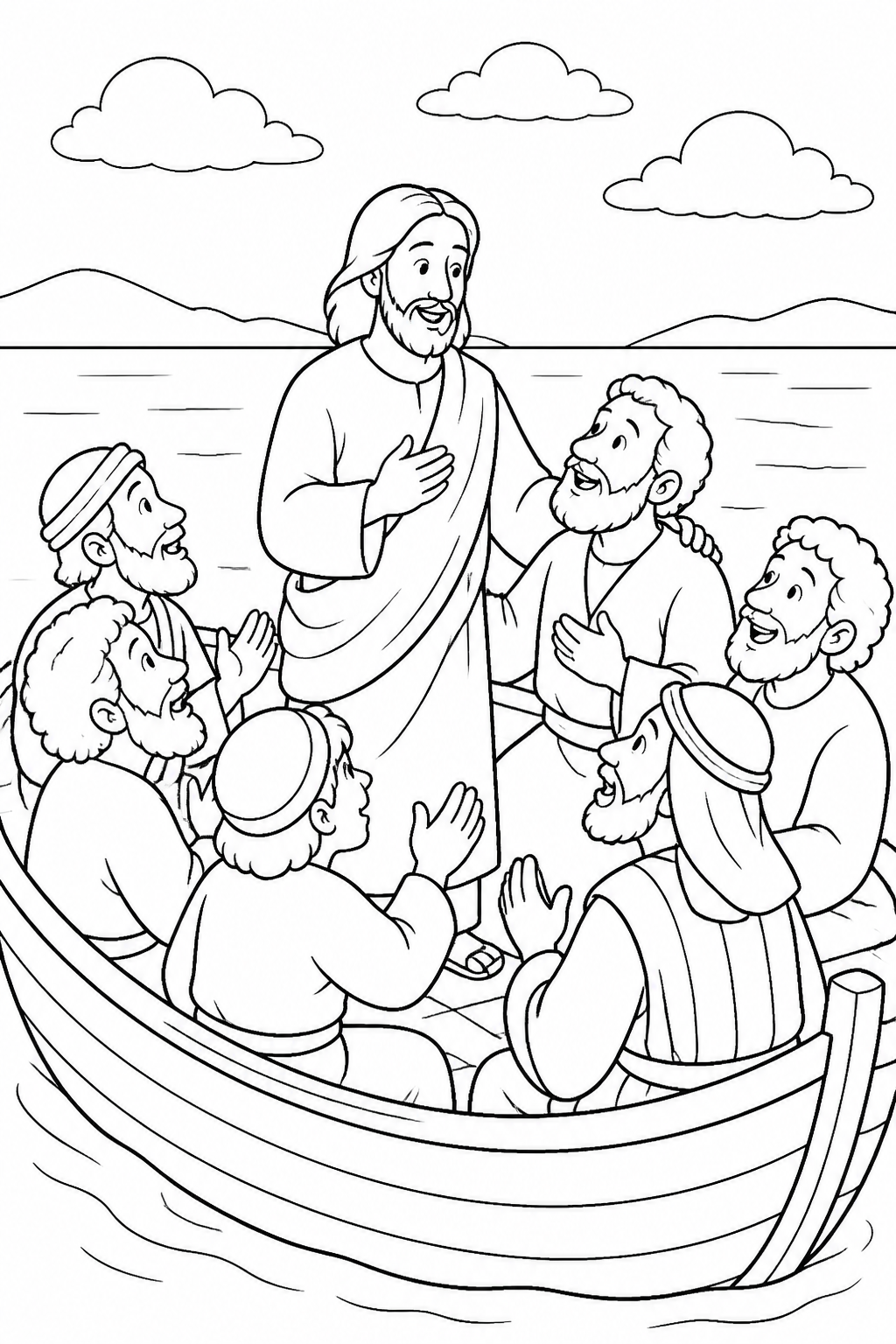 The Wind Becomes Still from Jesus Walks on Water Bible coloring page