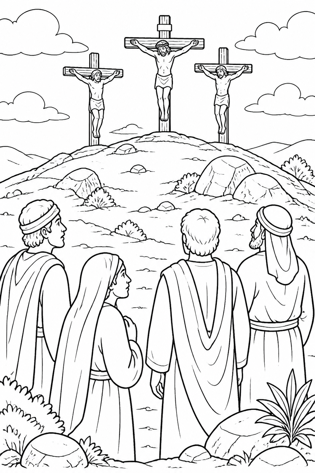 The Place Called The Skull from The Crucifixion of Jesus Bible coloring page