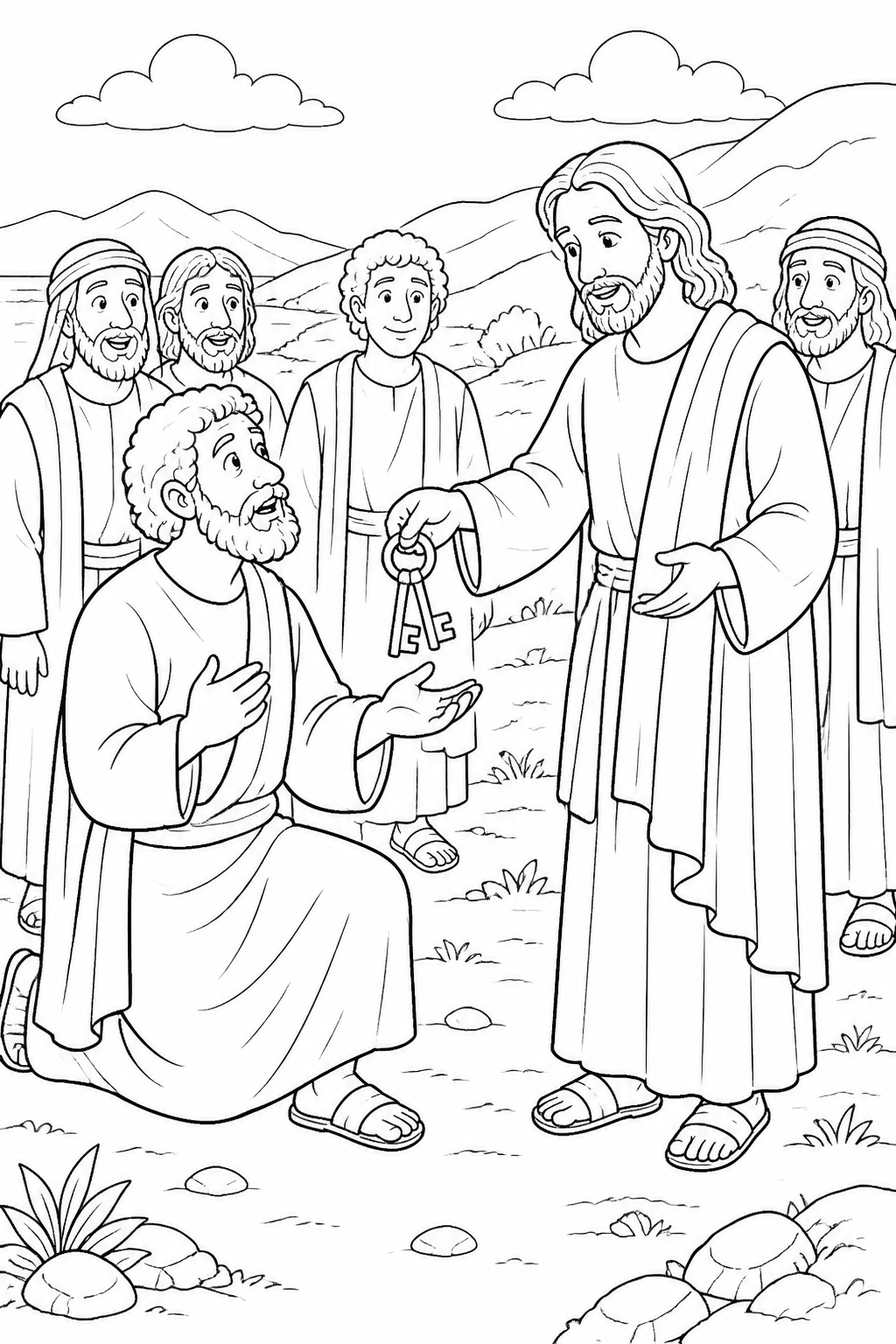 The Keys of the Kingdom from Peter Confesses Jesus as the Christ Bible coloring page