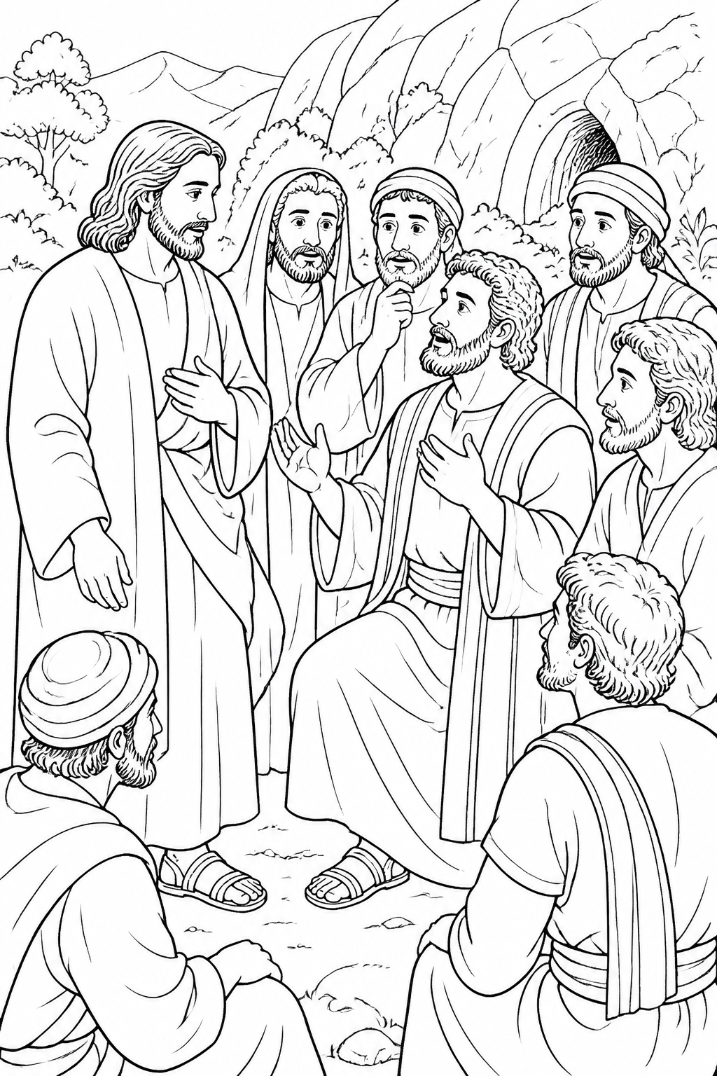 Peter Declares Who Jesus Is from Peter Confesses Jesus as the Christ Bible coloring page