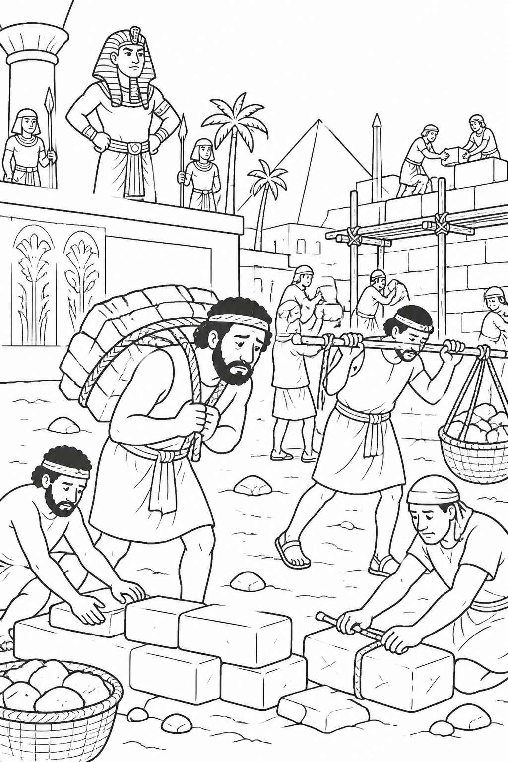 Unfair Work in Egypt from The Baby Moses Bible coloring page