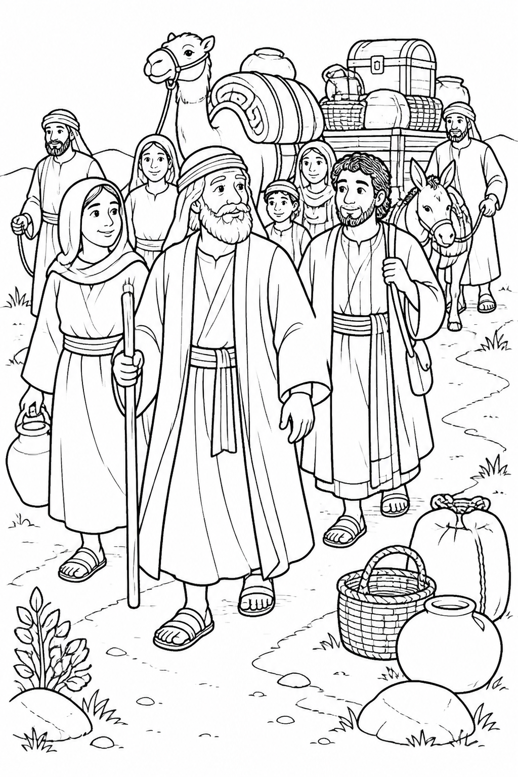 Abram’s Household Sets Out from God Calls Abram Bible coloring page