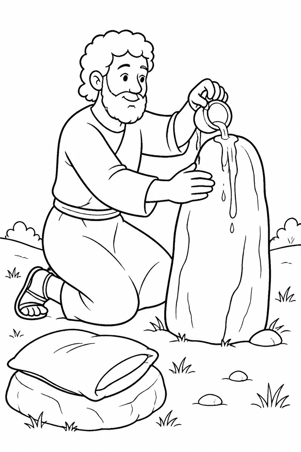 Jacob Sets Up the Stone from Jacob’s Dream Bible coloring page