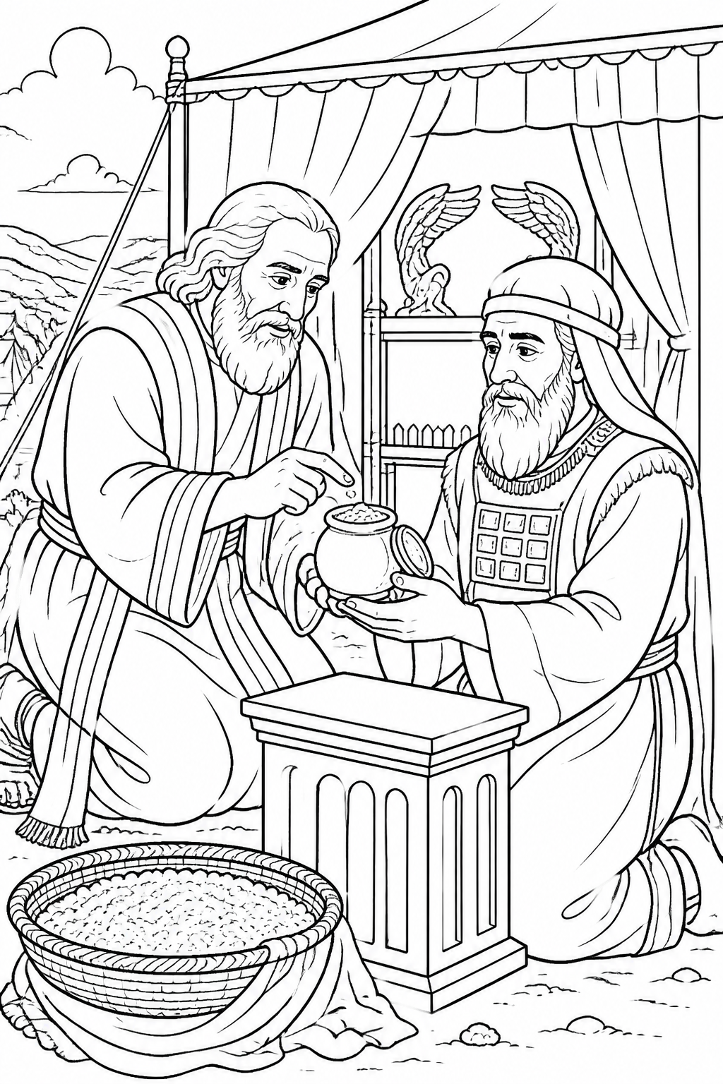 Remembering God’s Provision from Manna in the Wilderness Bible coloring page