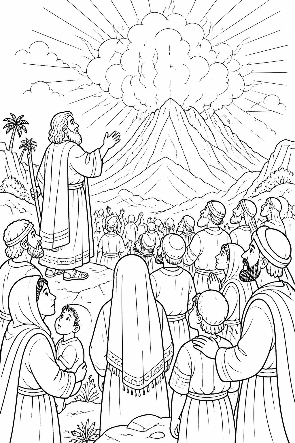 God Speaks the Ten Commandments from The Ten Commandments Bible coloring page