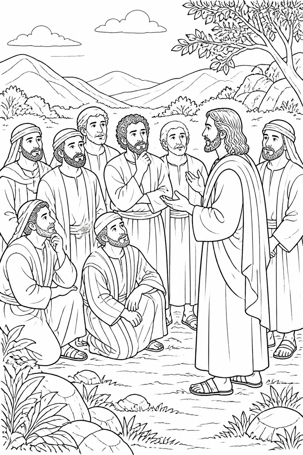 Jesus Asks the Disciples a Question from Peter Confesses Jesus as the Christ Bible coloring page