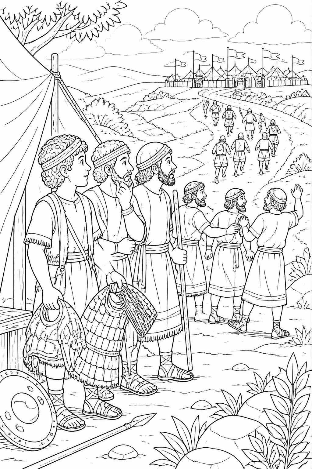 Israel Pursues the Fleeing Philistines from David and Goliath Bible coloring page