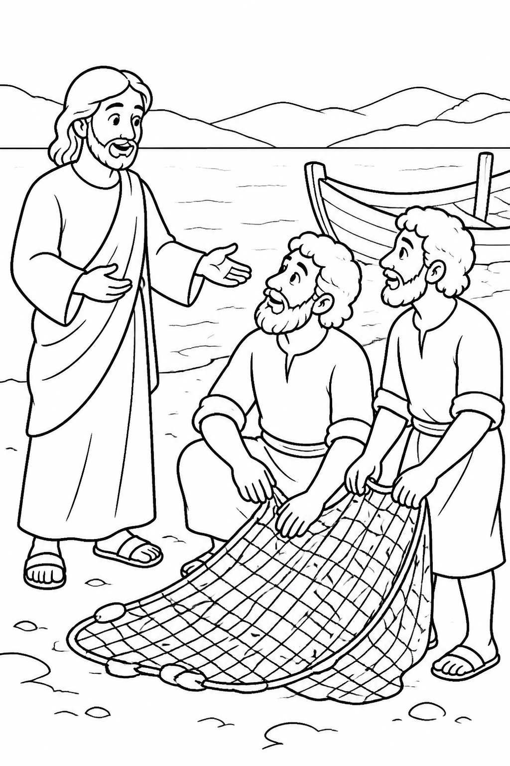 Jesus Gives an Invitation from Jesus Calls His First Disciples Bible coloring page