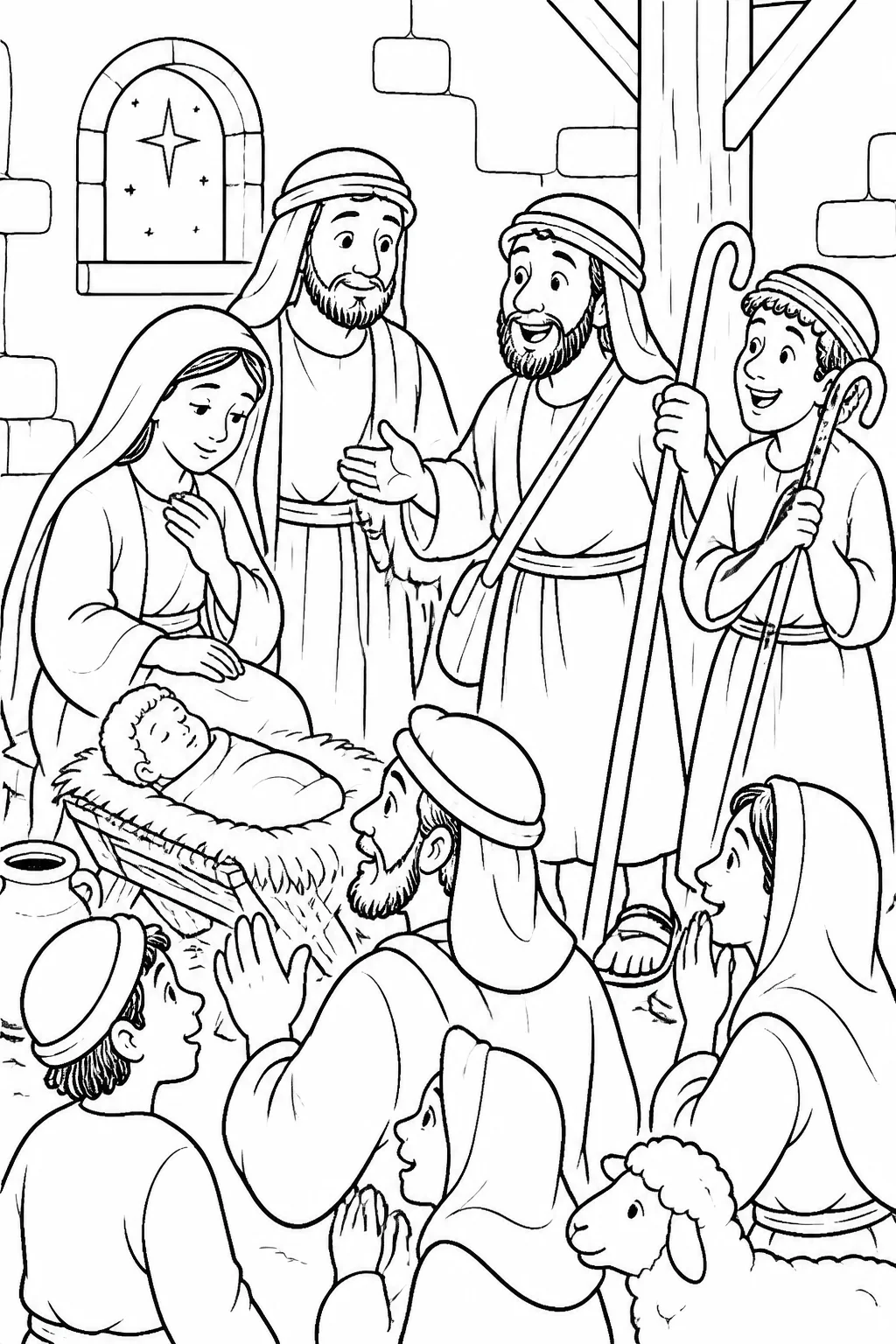 Mary reflects while shepherds share what they were told about Jesus with listeners and leave praising God.