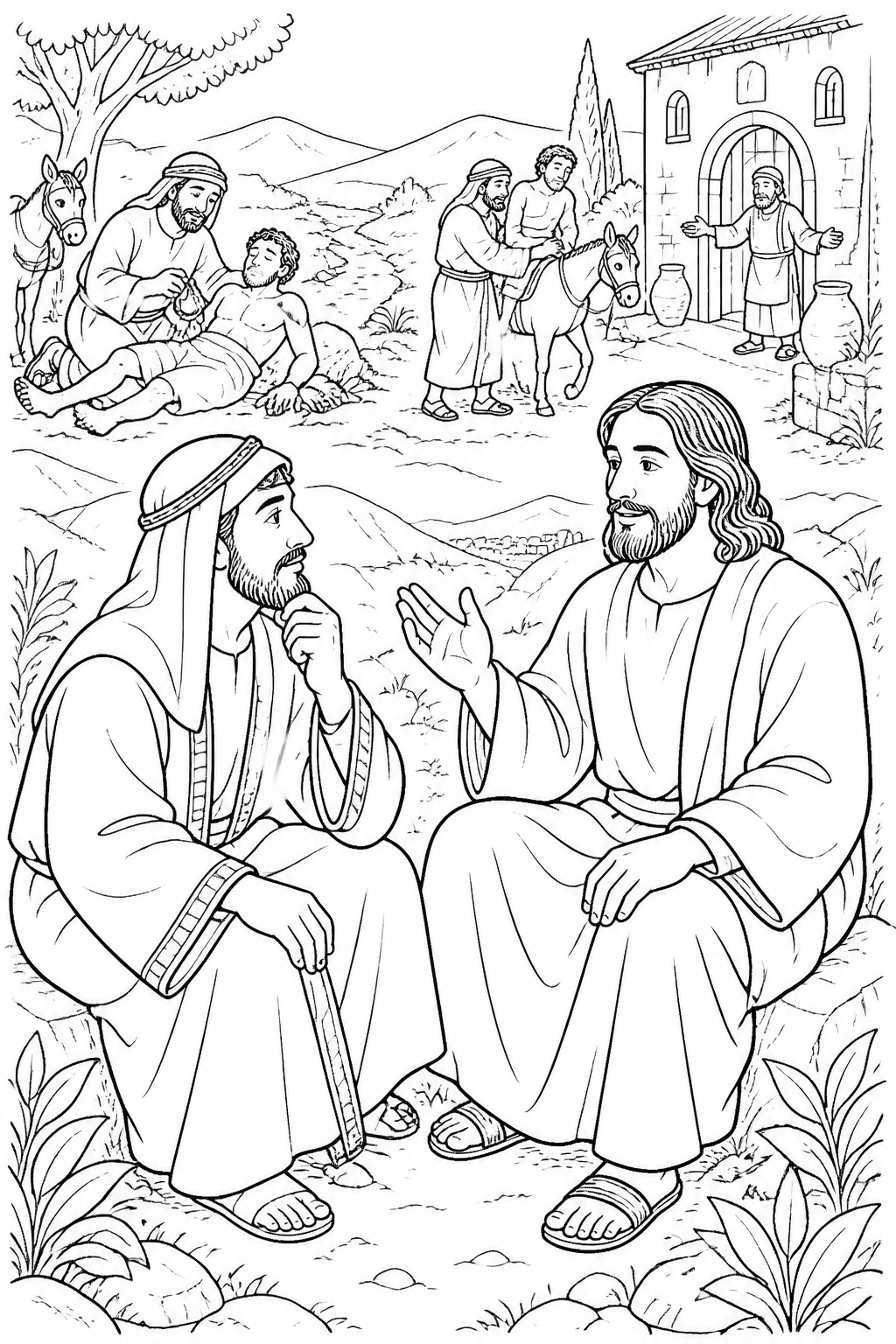 Go and Do Likewise from The Good Samaritan Bible coloring page