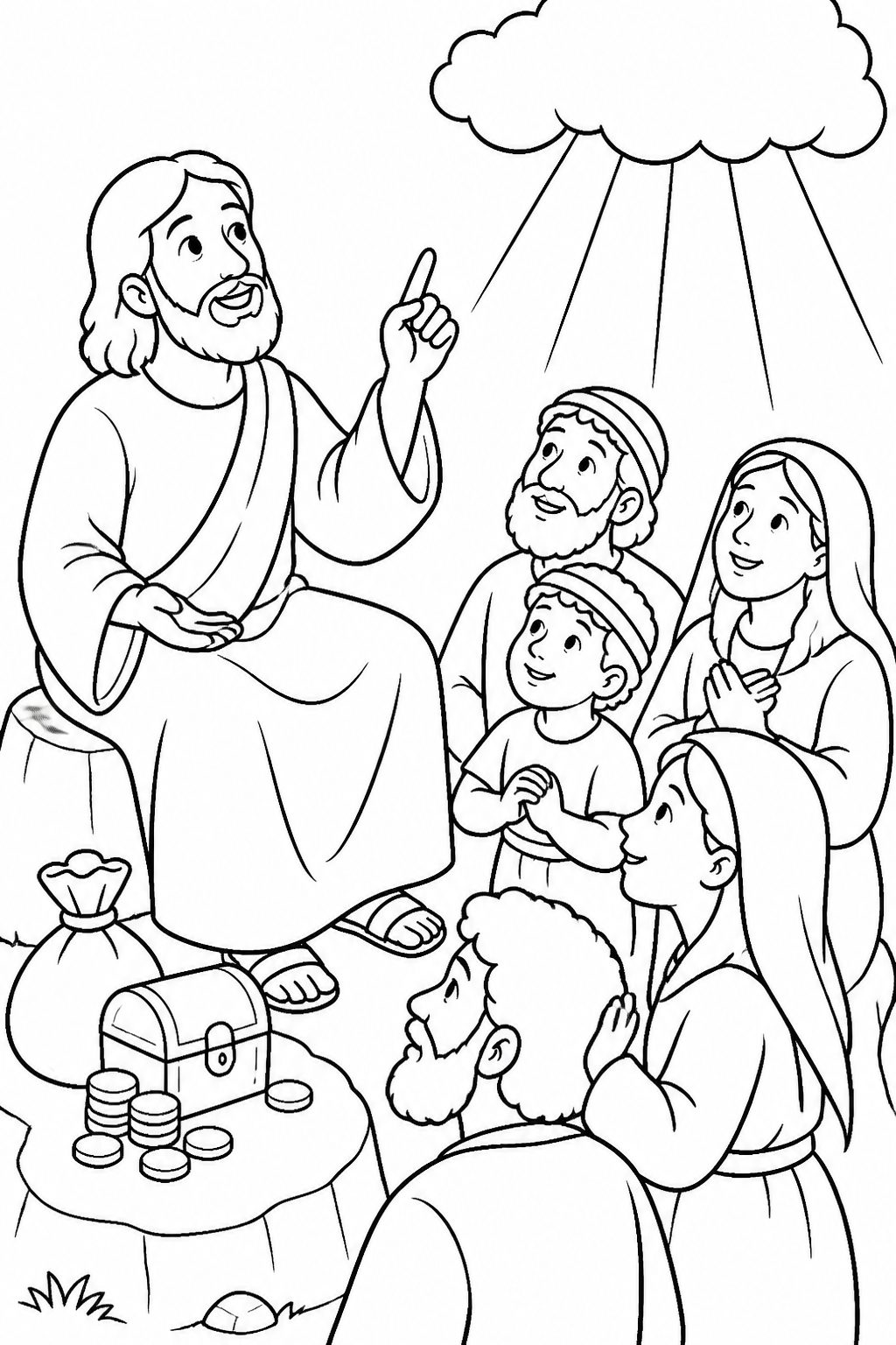 Rich Toward God from The Parable of the Rich Fool Bible coloring page
