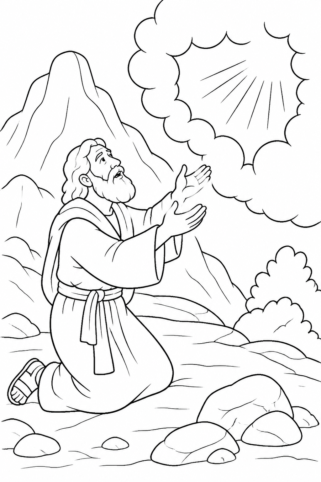 Moses Prays for the People from The Golden Calf Bible coloring page