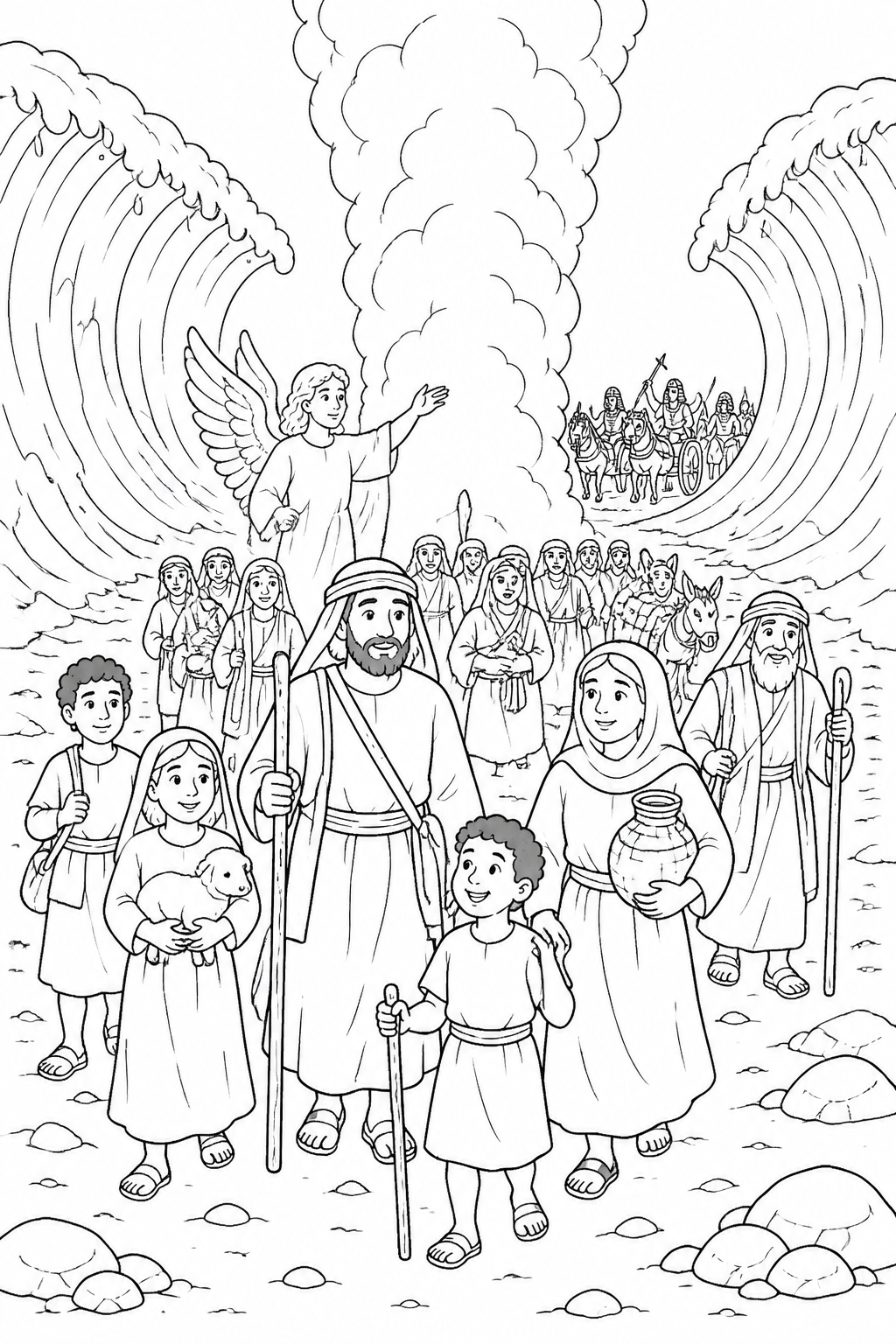 The Cloud Between the People from Crossing the Red Sea Bible coloring page