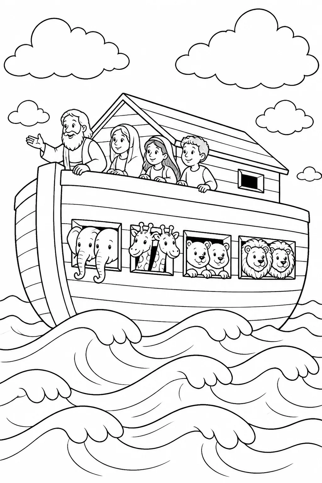 Ark Floating on the Flood Waters from Noah’s Ark Bible coloring page