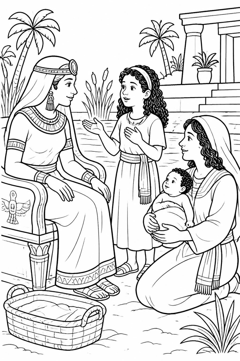 A Brave Question from The Baby Moses Bible coloring page
