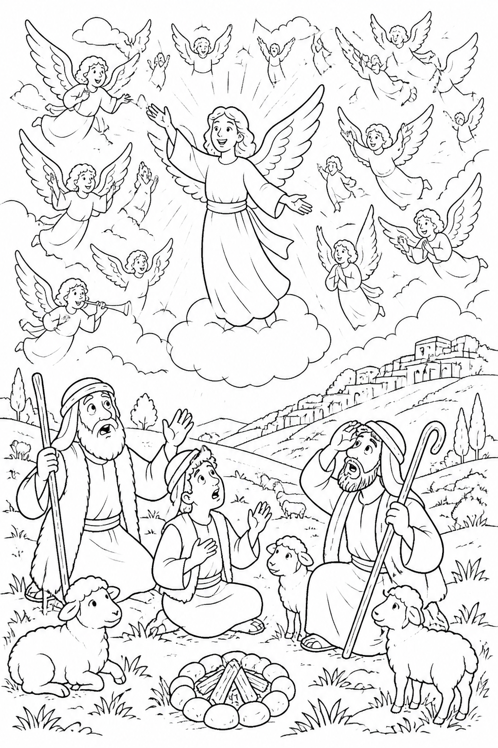 Glory and Peace from The Birth of Jesus Bible coloring page