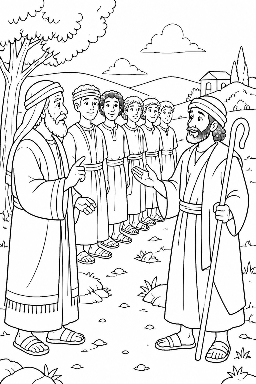 Jesse Presents His Sons from David Is Anointed King Bible coloring page
