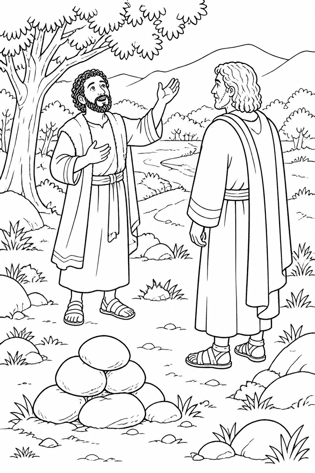Jacob Names the Place Peniel from Jacob Wrestles at Peniel Bible coloring page