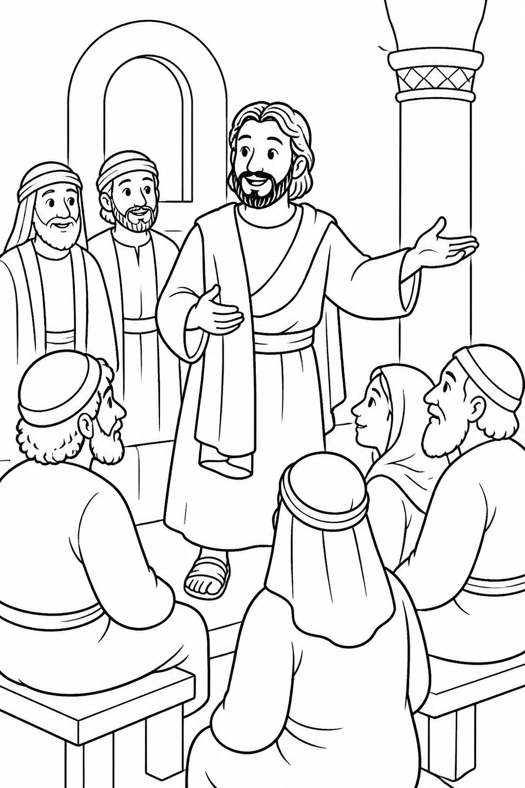 Saul Proclaims Jesus from Saul Meets Jesus on the Road Bible coloring page