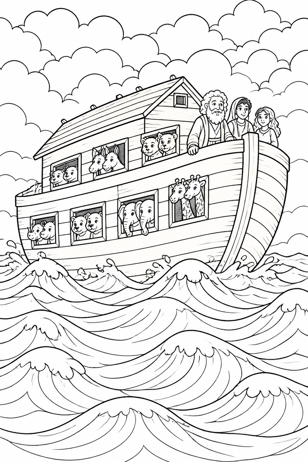 Ark Floating on the Flood Waters from Noah’s Ark Bible coloring page