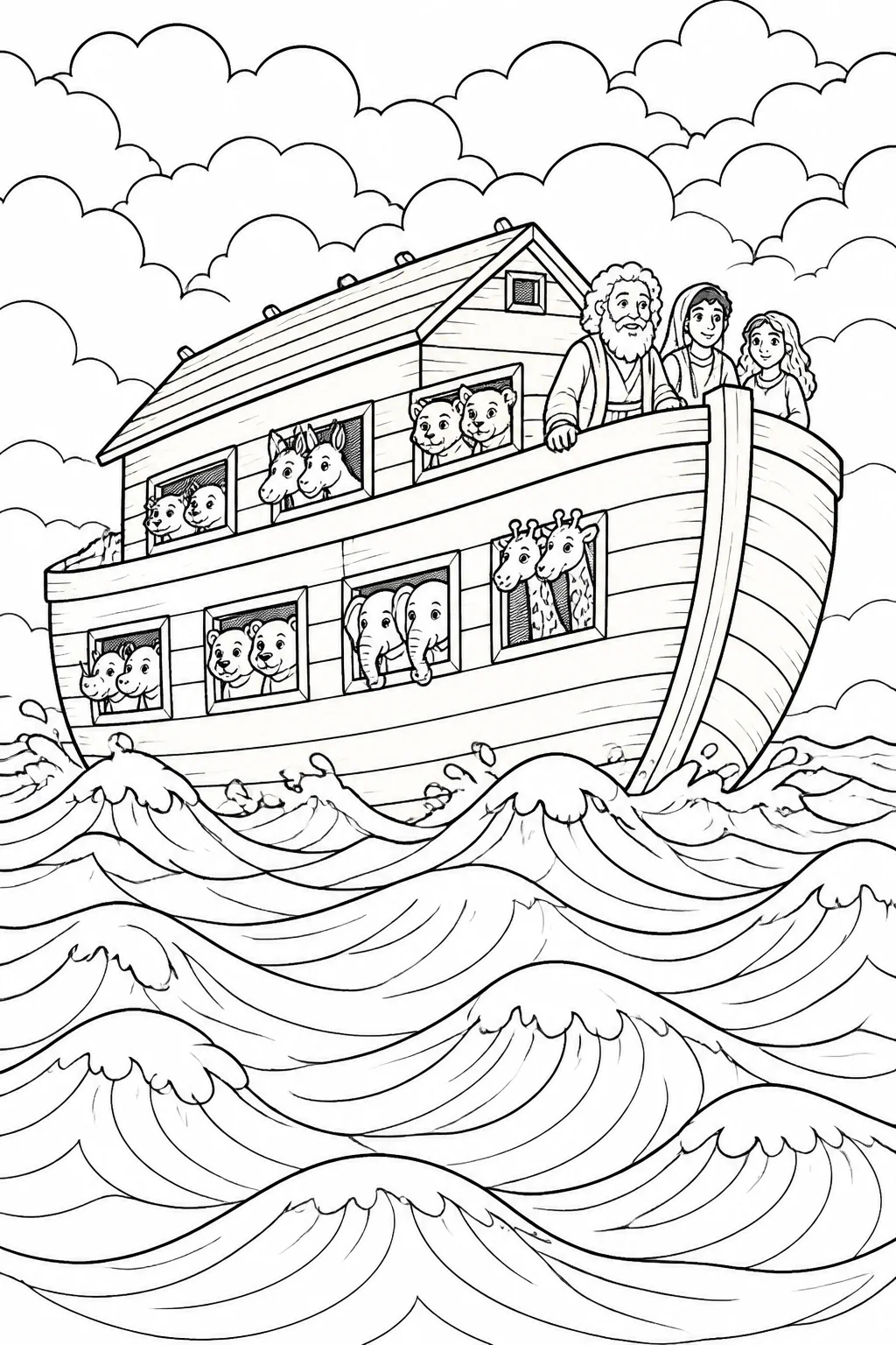 Ark Floating on the Flood Waters from Noah’s Ark Bible coloring page