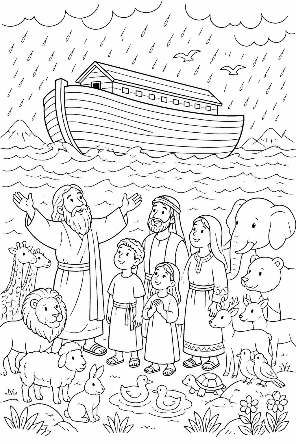 New beginnings for all from Noah’s Ark Bible coloring page