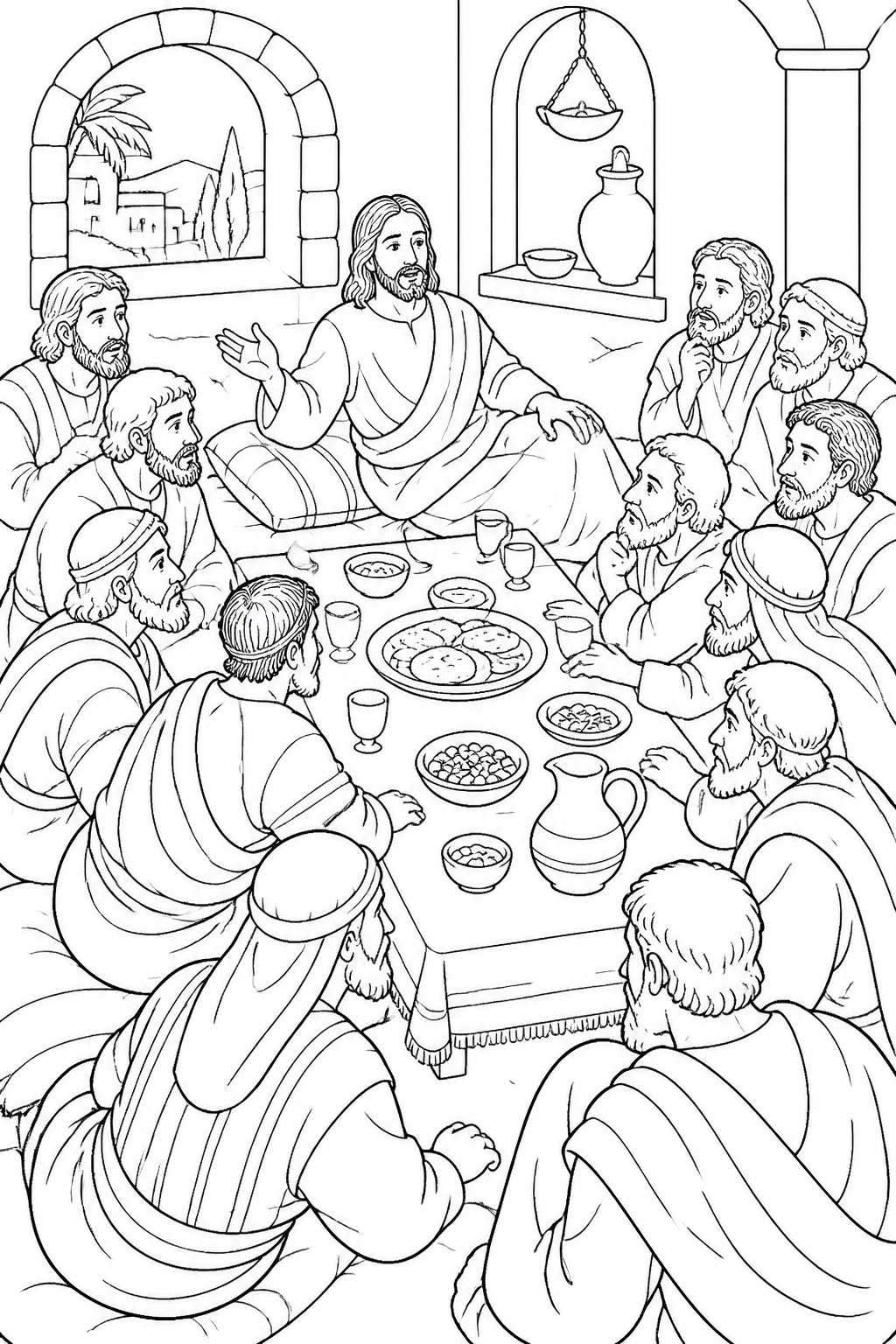 Jesus Shares the Passover from The Last Supper Bible coloring page