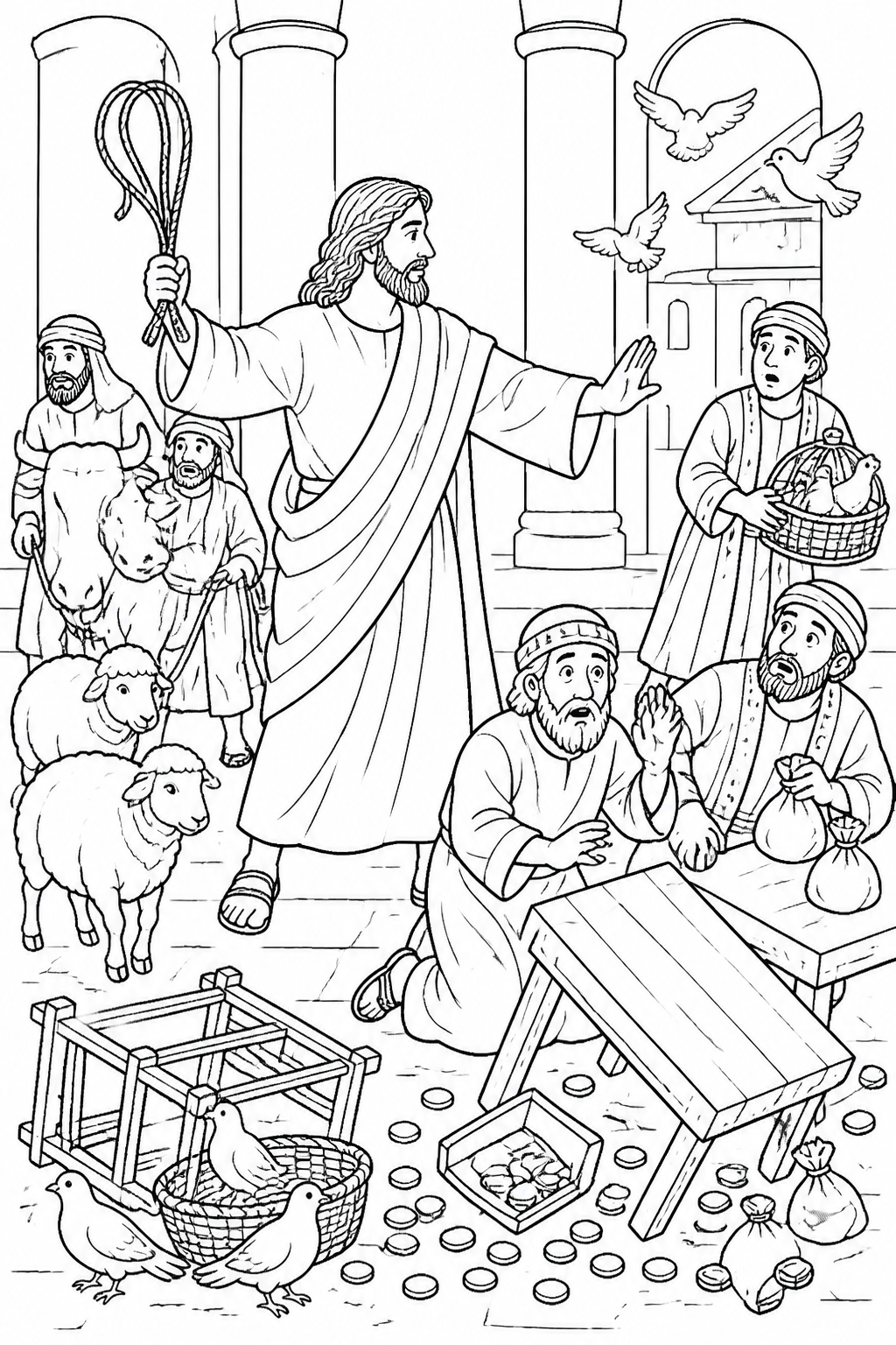 Jesus Restores Reverence from Jesus Cleanses the Temple Bible coloring page