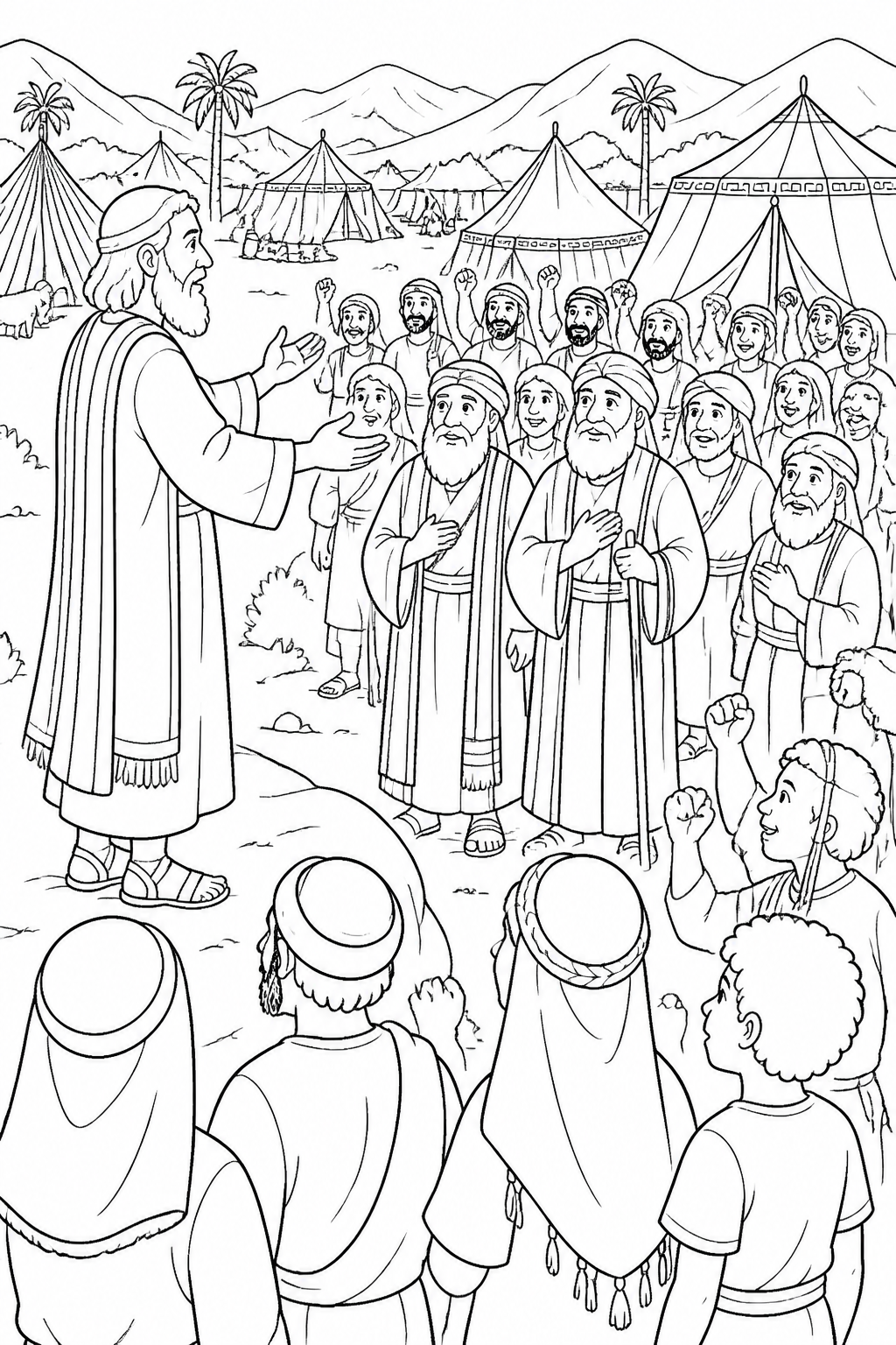 The People Promise to Listen from The Ten Commandments Bible coloring page