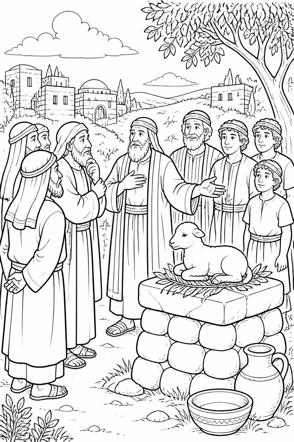 Samuel Comes Peacefully to Bethlehem from David Is Anointed King Bible coloring page