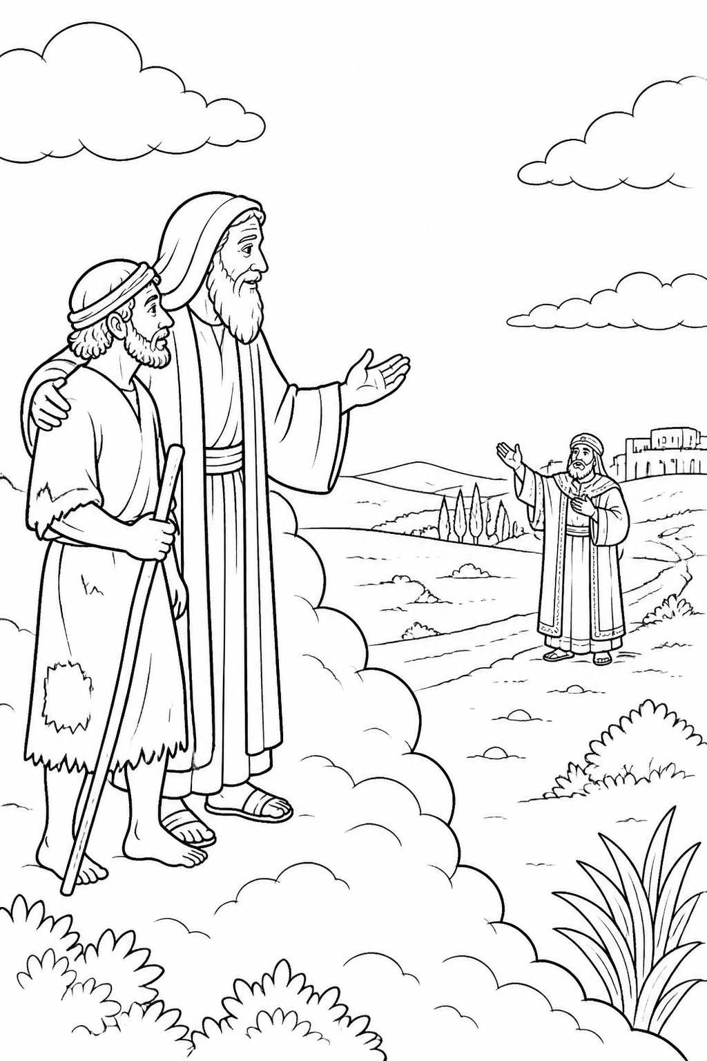 A Distant Request from The Rich Man and Lazarus Bible coloring page