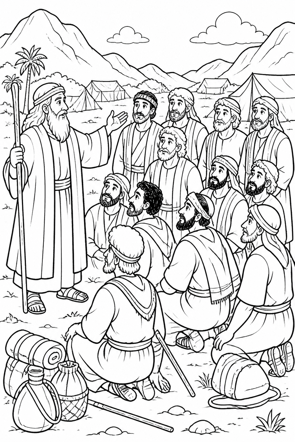 Sent to Explore Canaan from Joshua and Caleb Trust God Bible coloring page