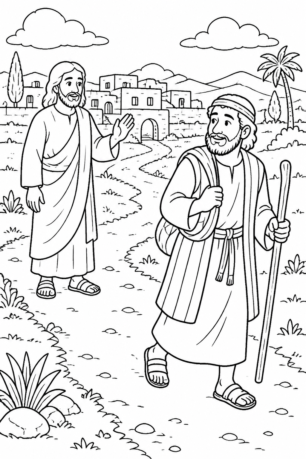 Go Home as Jesus Instructs from Jesus Heals a Blind Man at Bethsaida Bible coloring page